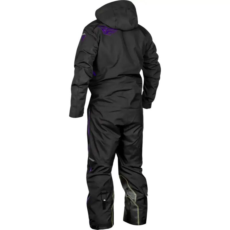 Black snowsuit with hood from Cobalt Shell Sb Monosuit Black/Purple Sm for powersports gear