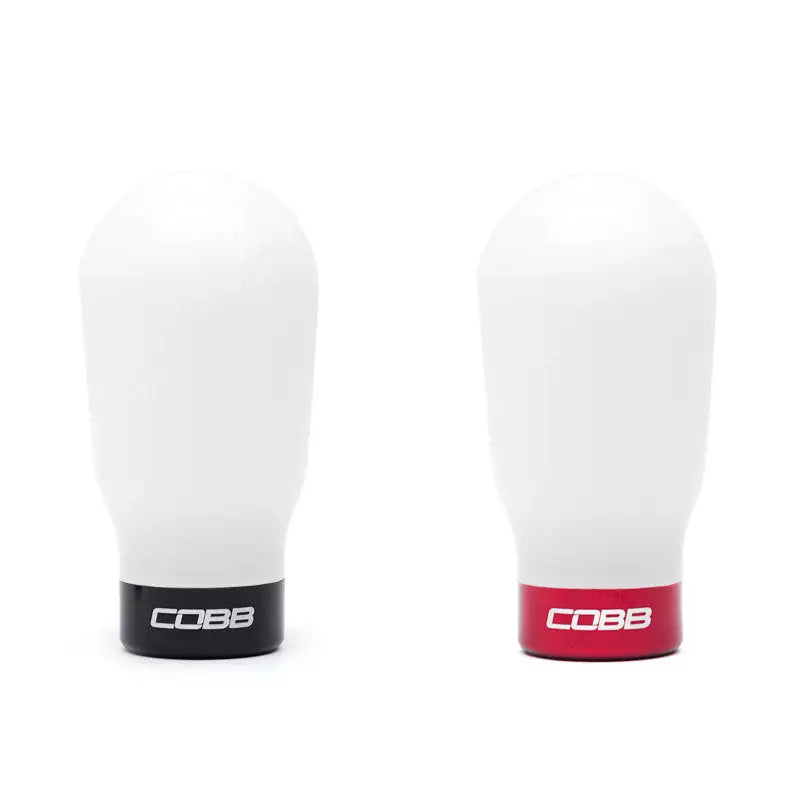 COBB 213370-W Cobb Subaru 6-Speed Tall Weighted COBB Knob - White (Incl. Both Red + Blk Collars)