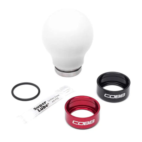 Cobb Subaru 6-Speed Weighted COBB Knob - White (Incl. Both Red + Blk Collars) - Truck & Automotive