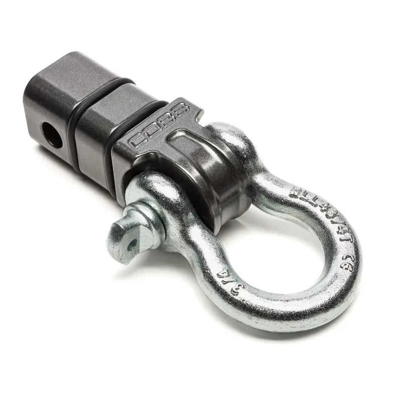 Black and silver COBB Tuning 2in hitch receiver D-ring shackle
