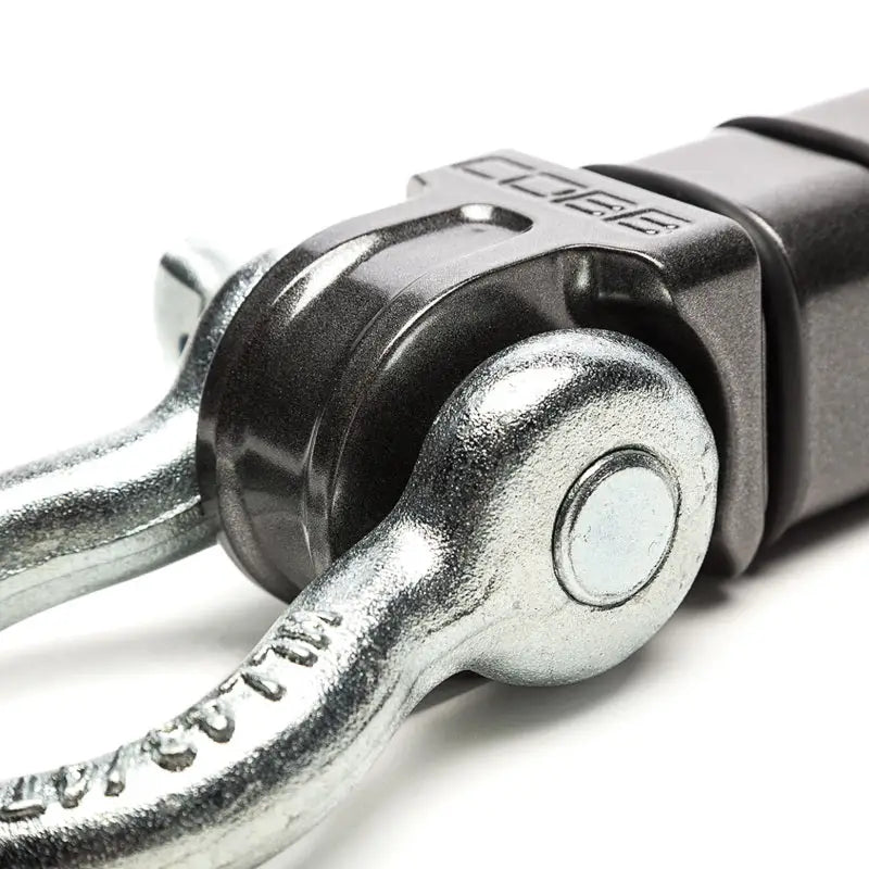 Cobb Tuning 2in hitch receiver D-ring shackle with black silver cube chain tool