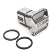 Silver metal block with two black rubber rings for Cobb Universal Clear Hitch Cover