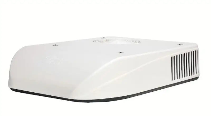 White rooftop Coleman RVP air conditioner with cooling capacity and remote control for RV comfort