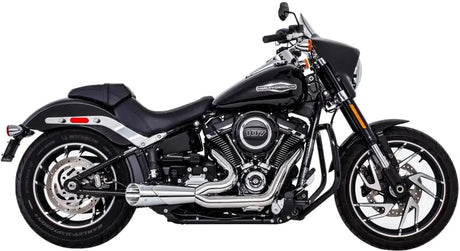 Sleek black Harley-Davidson Combat 2 1 Shorty Chrome with Chrome Tip exhaust pipes