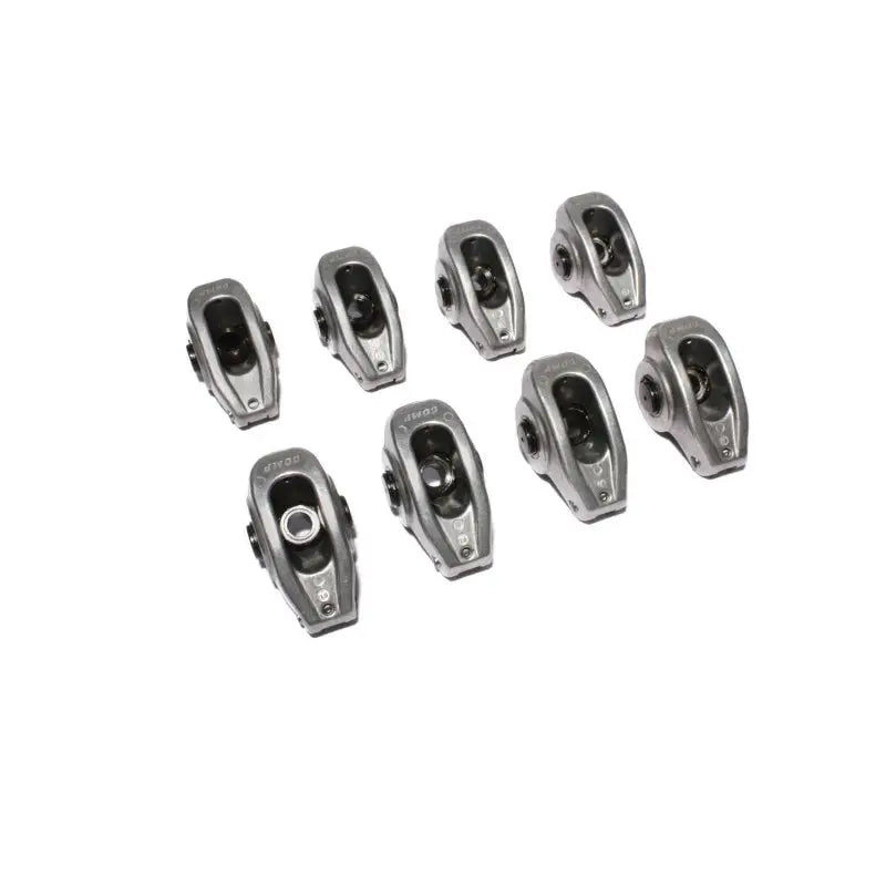 Eight silver high energy rocker arms from COMP Cams High Energy SBC product