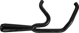 Black motorcycle exhaust system with 2in1 carbon tip for Softail models
