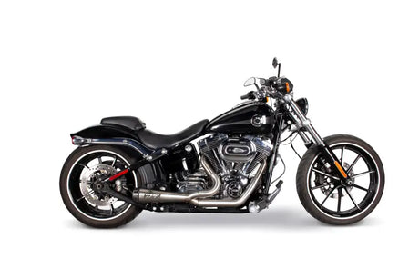 Black Harley-Davidson motorcycle with Comp S 2in1 Carbon Tip for Softail Black