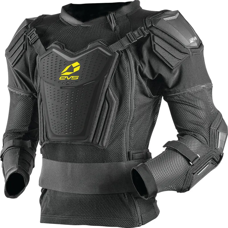 Black comp suit for motocross or mountain biking, full-body protective gear in suit black