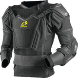 Black comp suit for motocross or mountain biking, full-body protective gear in suit black