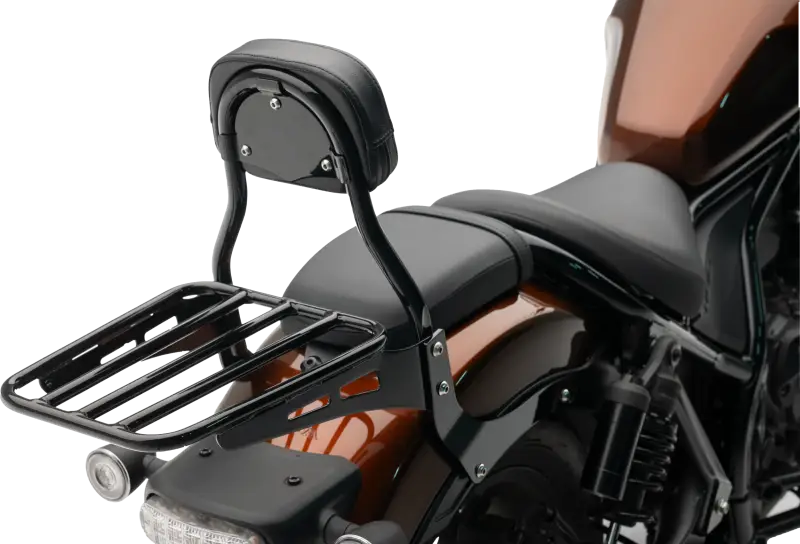 Mini Round Sissy Bar W/Pad Black Hon Rebel 1100 - COBRA