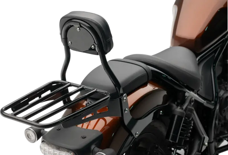 Mini Round Sissy Bar W/Pad Black Hon Rebel 1100 - COBRA