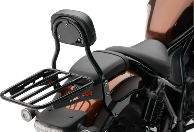 Mini Round Sissy Bar W/Pad Black Hon Rebel 1100 - COBRA