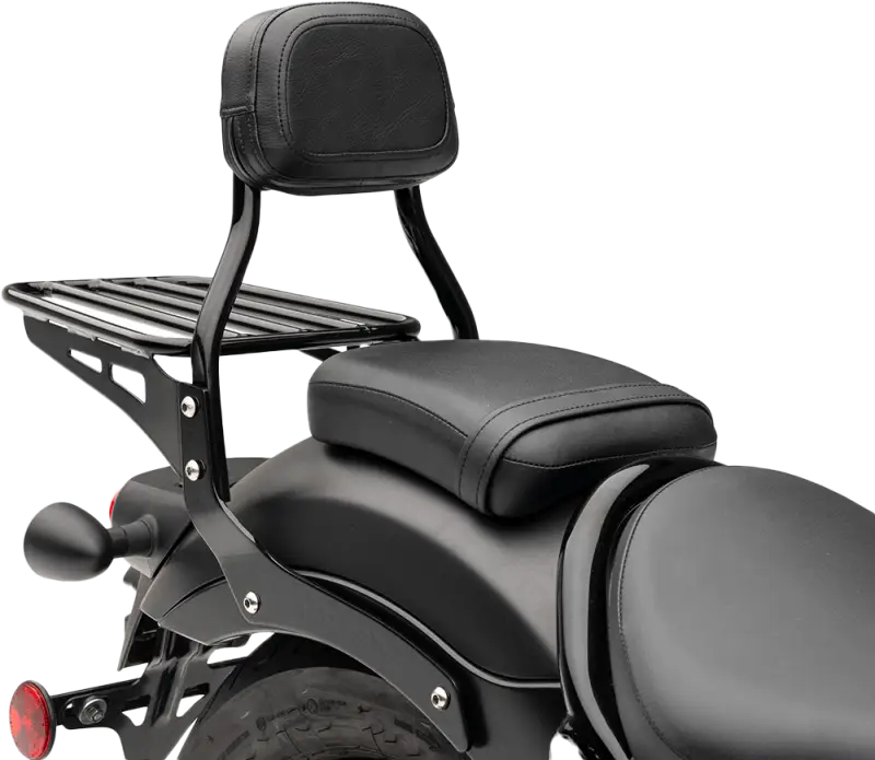 Mini Round Sissy Bar W/Pad Black Hon Rebel 300/500 - COBRA