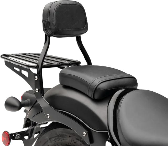 Mini Round Sissy Bar W/Pad Black Hon Rebel 300/500 - COBRA