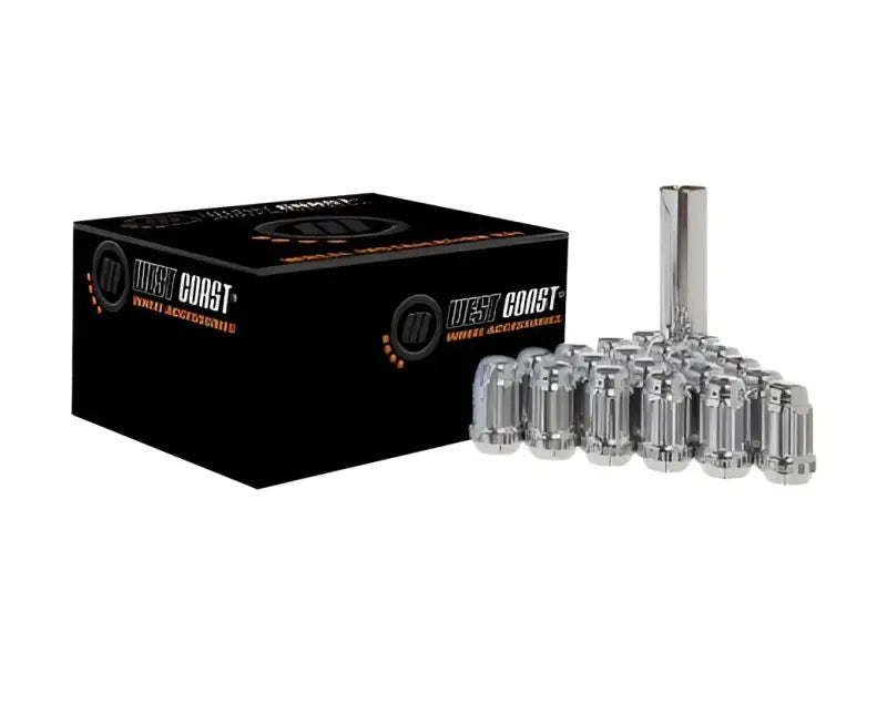 Wheel Installation Kit 4 Lug Kit; 12 Millimeter x 1.5 Thread Size; 60 Degree Conical Bulge; Spline Drive; Acorn; 1.38 Inch/ 35.05 Millimeter Overall Length; 19/ 21 Millimeter Hex; With 16 Lug Nuts And Lug Nut Socket Key - NTP