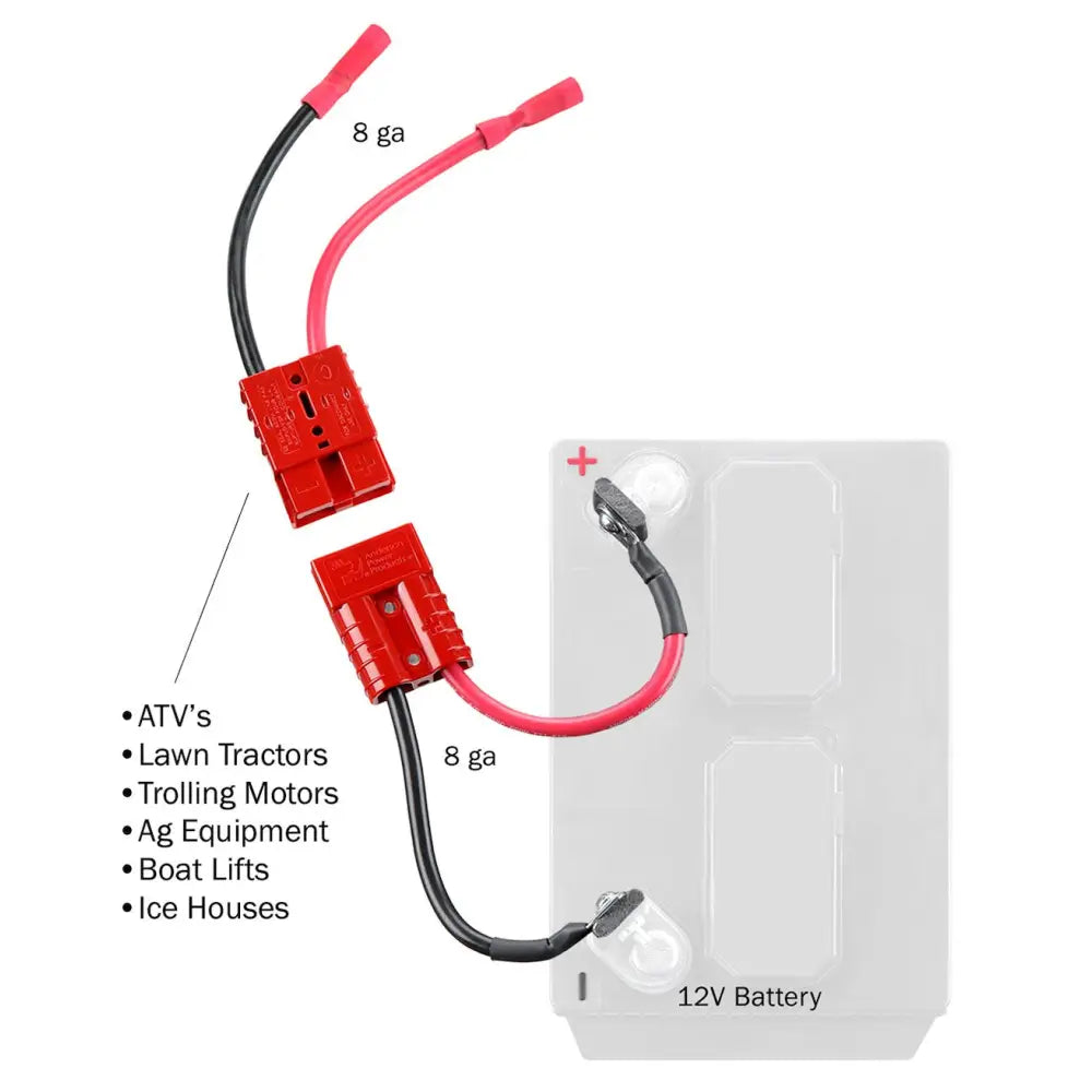 Connect Ease Tinned Marine Grade Wire Battery Connection Harness RCE12VBLTK - Utility Lawn Tractor Quic