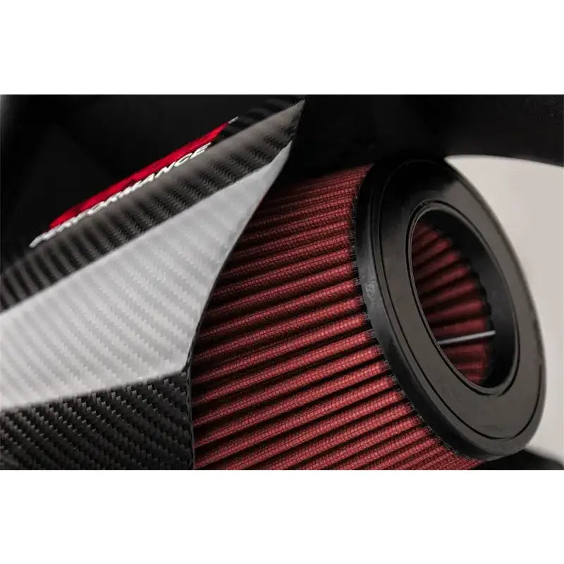 Red air filter with black rim for Corsa Dodge Challenger SRT Hellcat Carbon Fiber Air Intake