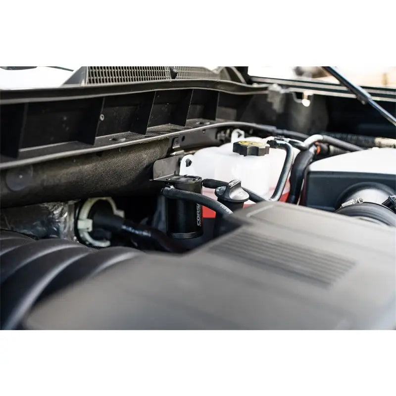 CORSA Performance CC0011 Corsa 19-22 Silverado/Sierra & 21-22 Tahoe/Suburban/Yukon/Denali Aluminum Oil Catch Can w/ Bracket