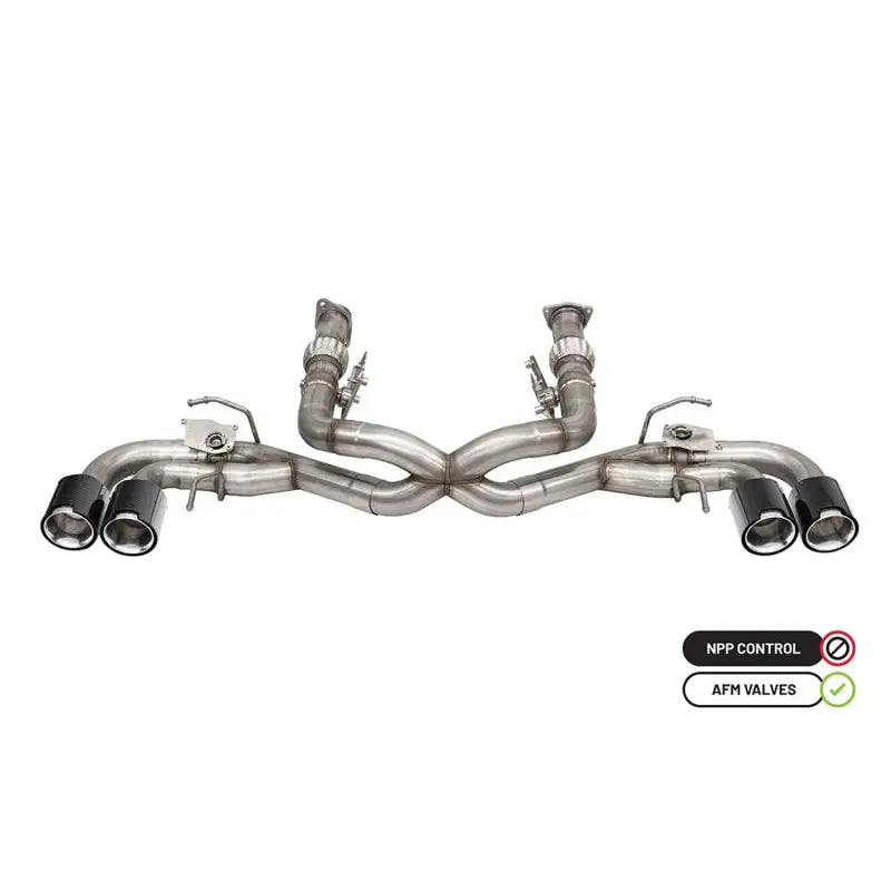 Corsa 20-23 Chevrolet Corvette C8 RWD 3in Delete 4 Valve Cat-Back w/NPP w/4.5in CF Polished Tips - 21106CF