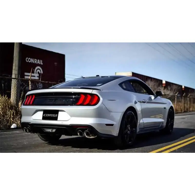 Corsa 2018+ Ford Mustang GT Fastback 5.0L 3in Cat-Back System Dual Rear Exit w/ 4in Black Tips 