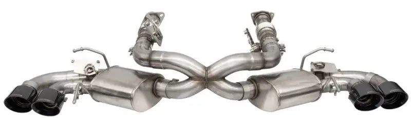 Corsa 2020 Corvette C8 3in Valved Cat-Back 4.5in Blk Quad Tips exhaust system, featuring dual rear exits, designed for ultimate performance and sound control, Performance, Truck & Automotive, Exhaust, Mufflers & Tips, AVADA - Best Sellers