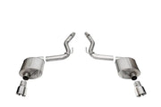 Dual stainless steel dual rear exit exhaust collection on Corsa 2024 Ford Mustang GT