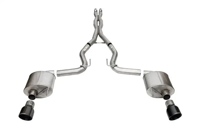 Corsa 2024 Ford MustangGT Sport Cat-Back Ex.Sys 3.0in Dual Rear Exit w/4.5in Blk PVD Pro Series Tips - Exhaust