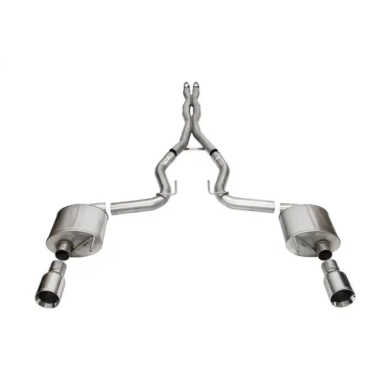 Corsa 2024 Ford Mustang GT dual rear exit cat-back exhaust with polished stainless steel and chrome tips