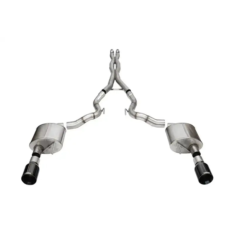 Stainless steel dual rear exit exhaust collection for Ford Mustang GT with cat-back exhaust