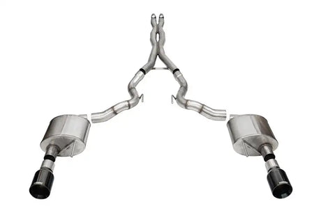Stainless steel dual rear exit exhaust collection for Ford Mustang GT with cat-back exhaust