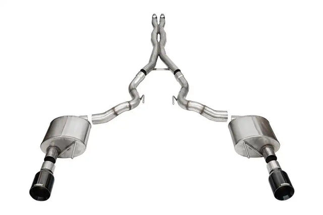 Stainless steel dual rear exit exhaust collection for Ford Mustang GT with cat-back exhaust