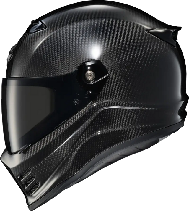 Covert Fx Carbon full face helmet with gloss black finish, face shield, and cheek pads