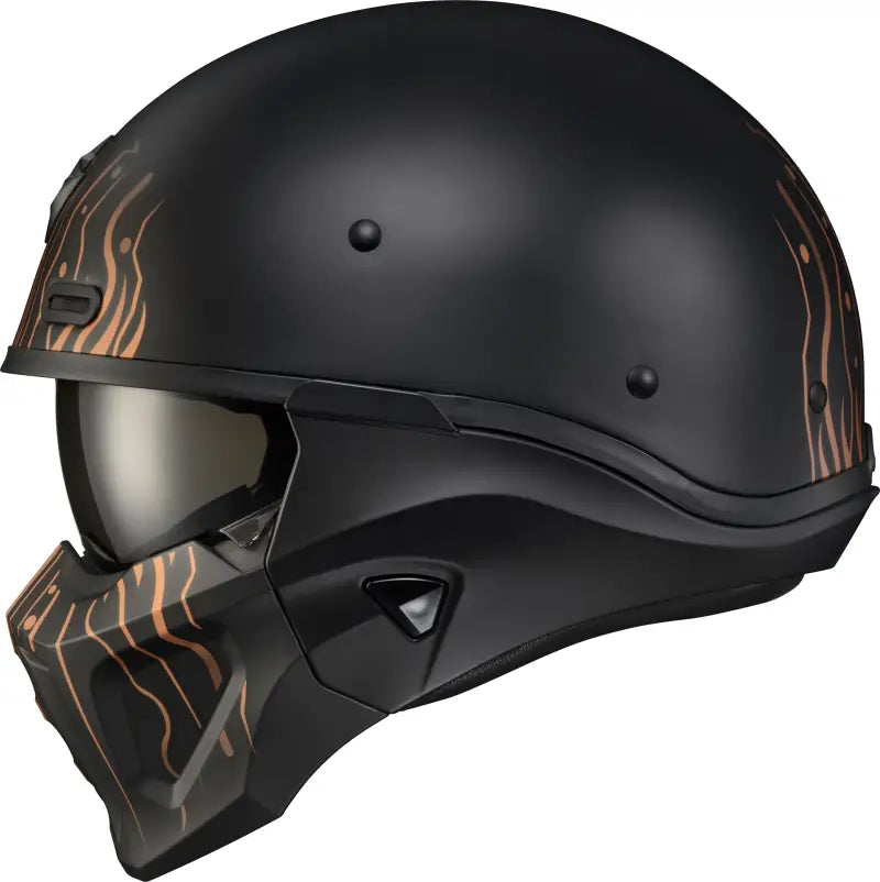 Covert X Open Face Helmet - Matte Black/Copper, Large Edition - SCORPION EXO