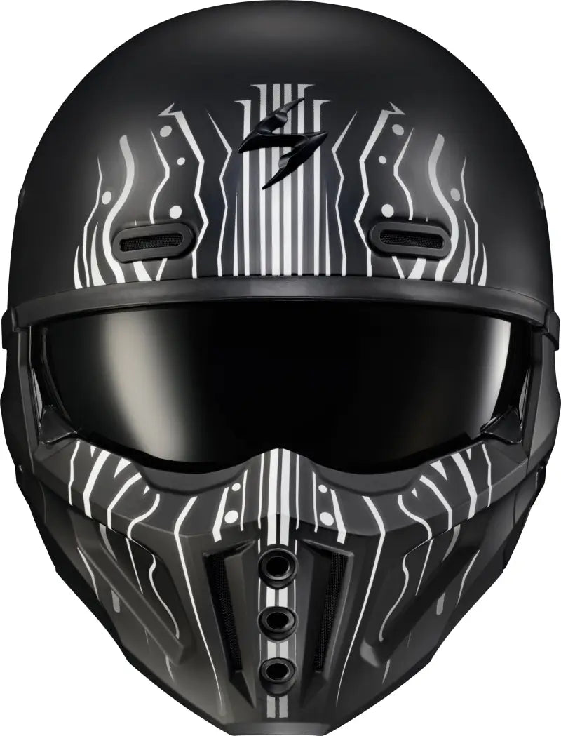 Covert X Open Face Helmet Tribe Matte Black/White Lg - SCORPION EXO