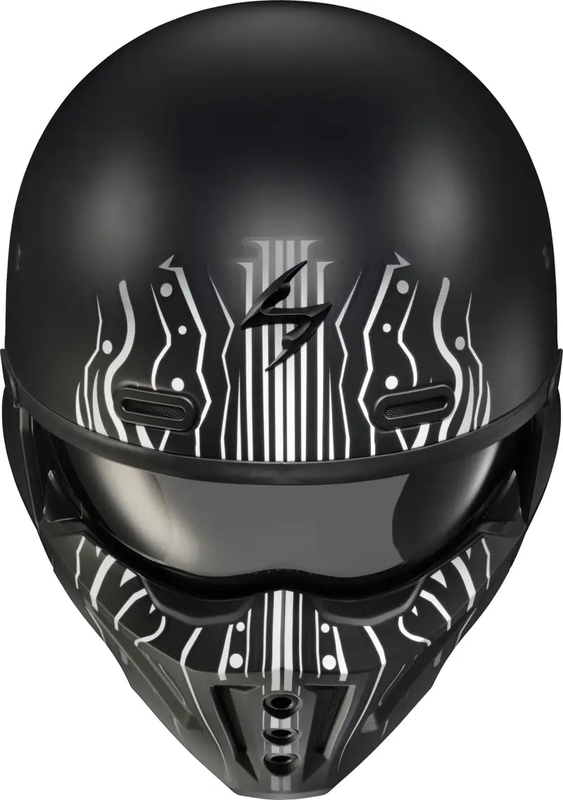 Covert X Open Face Helmet Tribe Matte Black/White Lg - SCORPION EXO
