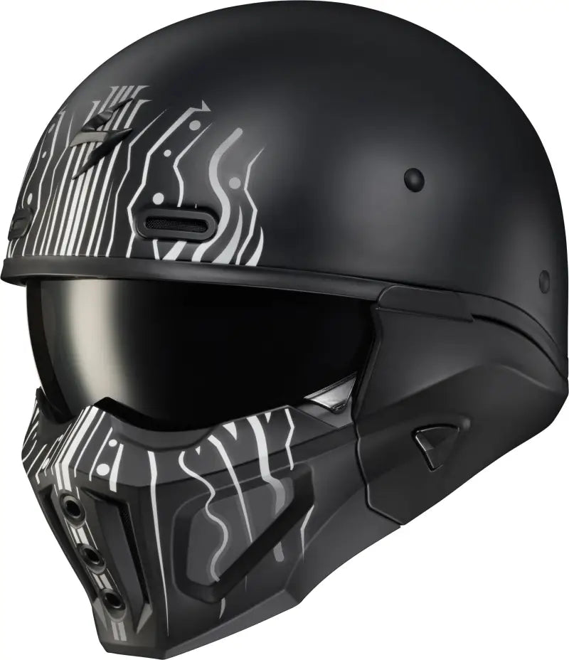Covert X Open Face Helmet Tribe Matte Black/White Xl - SCORPION EXO