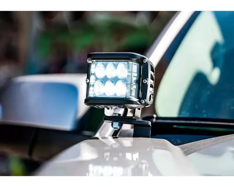 Illuminated LED light bar on Cali Raised Ford Ranger ditch mounts for 2019+ models