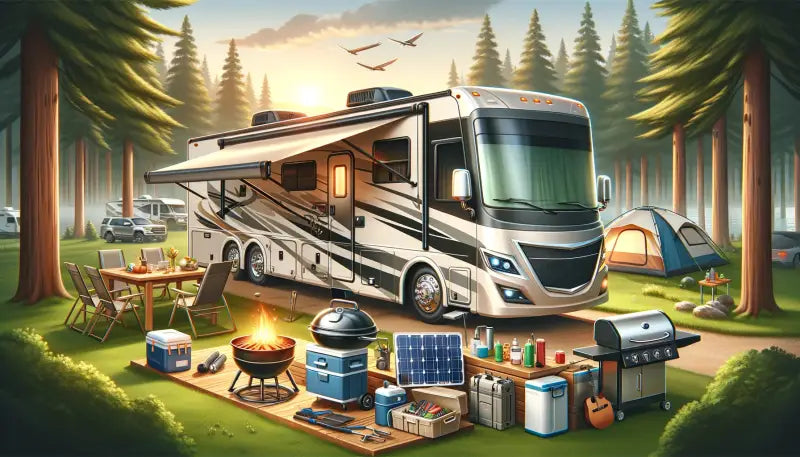 Luxurious RV campsite with Ford Ranger and CR2923 Cali Raised bumper setup