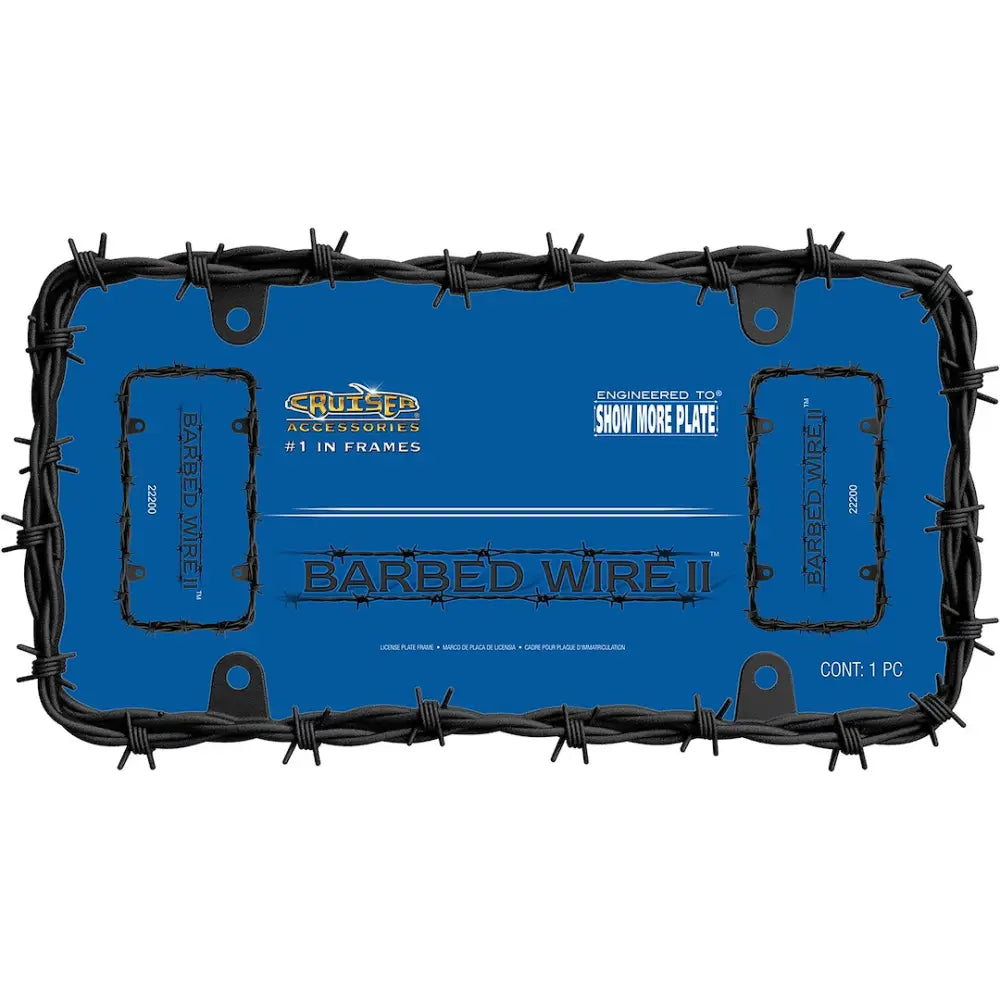 Cruiser No Supplier Warranty License Plate Frame 22200 - Black Barbed Wire