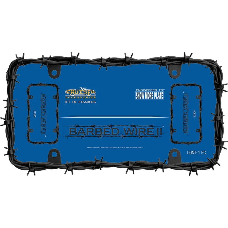 Cruiser No Supplier Warranty License Plate Frame 22200 - Black Barbed Wire