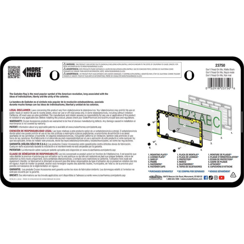 Cruiser No Supplier Warranty License Plate Frame 23750 - Don Tread ME