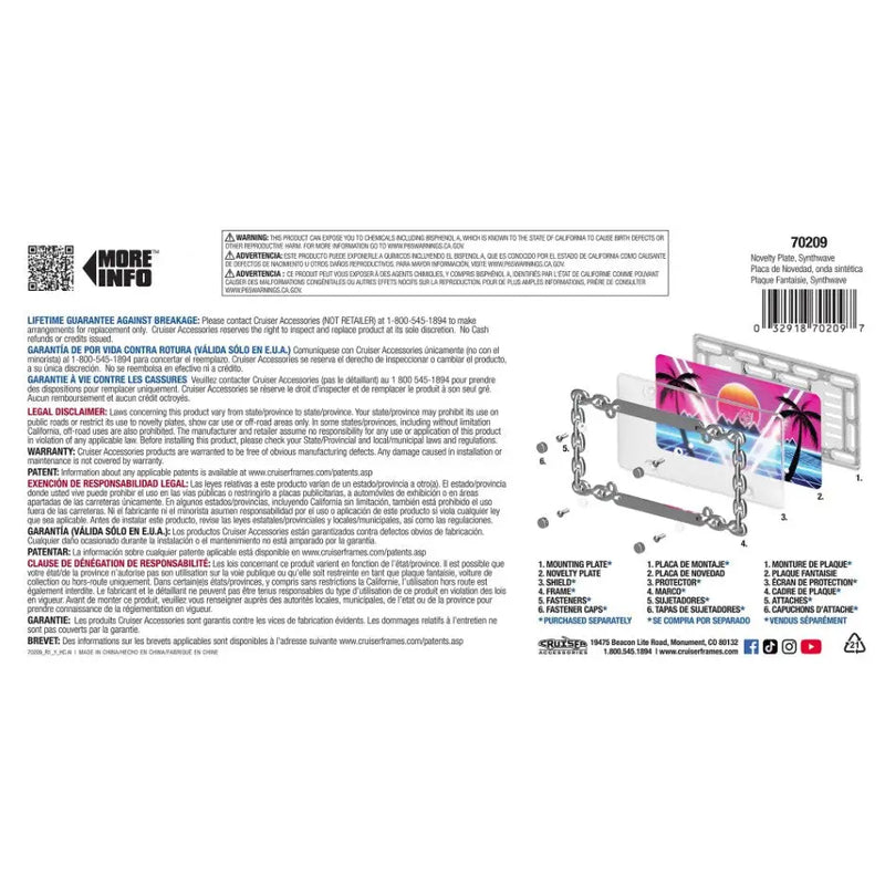 Cruiser Anti-Rust Anti-Bend And Anti-Break License Plate 70209 - Novelty Synthwave