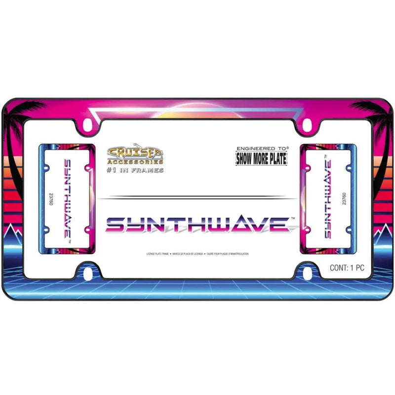 Cruiser Anti-Rust Anti-Bend And Anti-Break License Plate Frame 23760 - Matte Black Synthwave