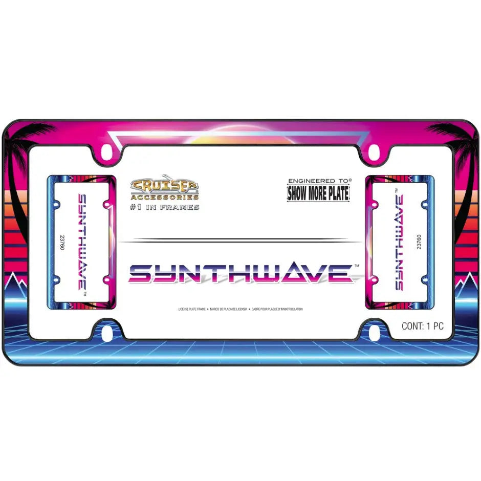 Cruiser Anti-Rust Anti-Bend And Anti-Break License Plate Frame 23760 - Matte Black Synthwave