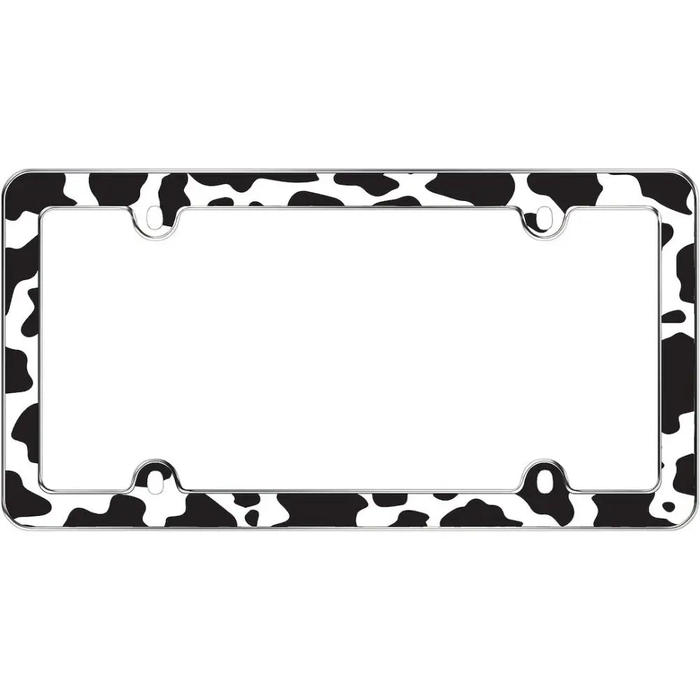 Cruiser Cow Print Design License Plate Frame 23430 - Black White
