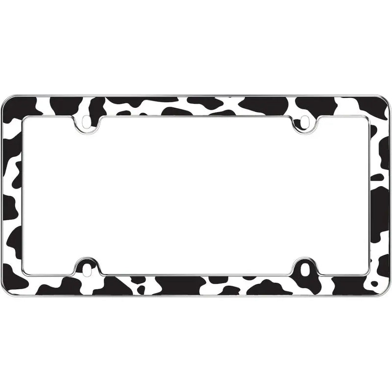 Cruiser Cow Print Design License Plate Frame 23430 - Black White