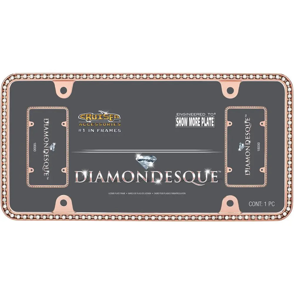 Cruiser Easy To Install License Plate Frame 18000 - Gold Clear Diamond Rose