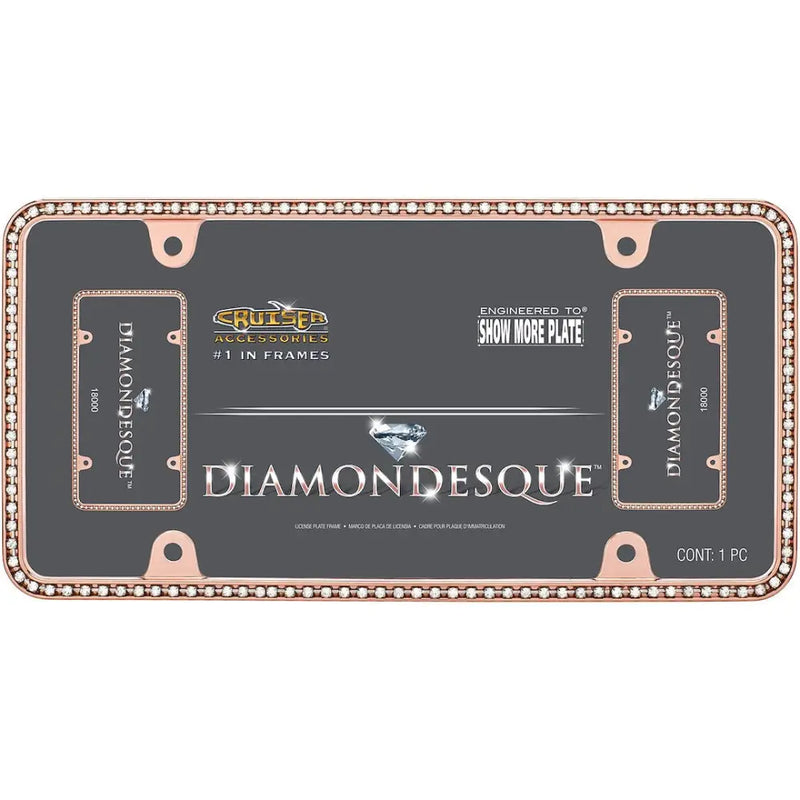 Cruiser Easy To Install License Plate Frame 18000 - Gold Clear Diamond Rose