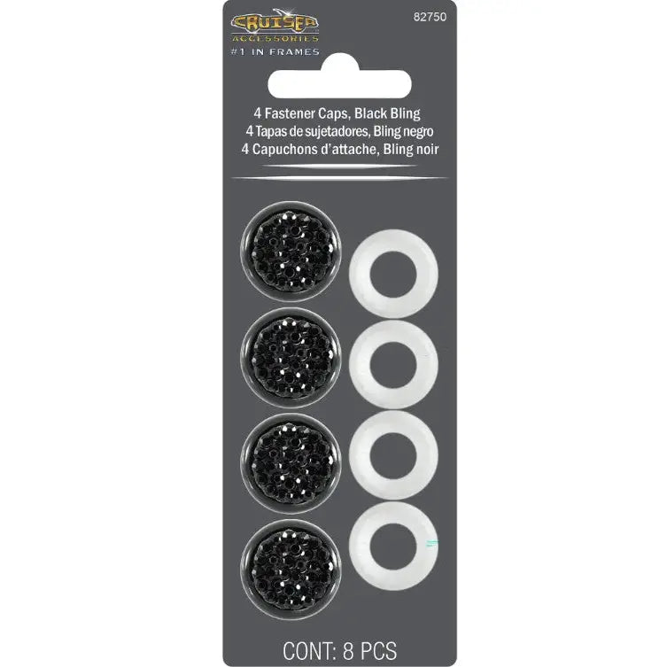 Cruiser Limited Lifetime Warranty License Plate Bolt Cover 82750 - Black Fastener Caps Bling
