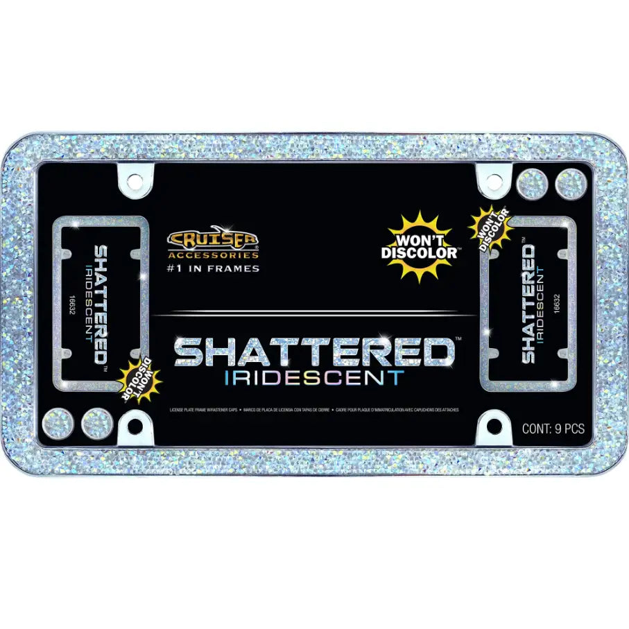 Cruiser Limited Lifetime Warranty License Plate Frame 16632 - Chrome Shattered Iridescent Fast